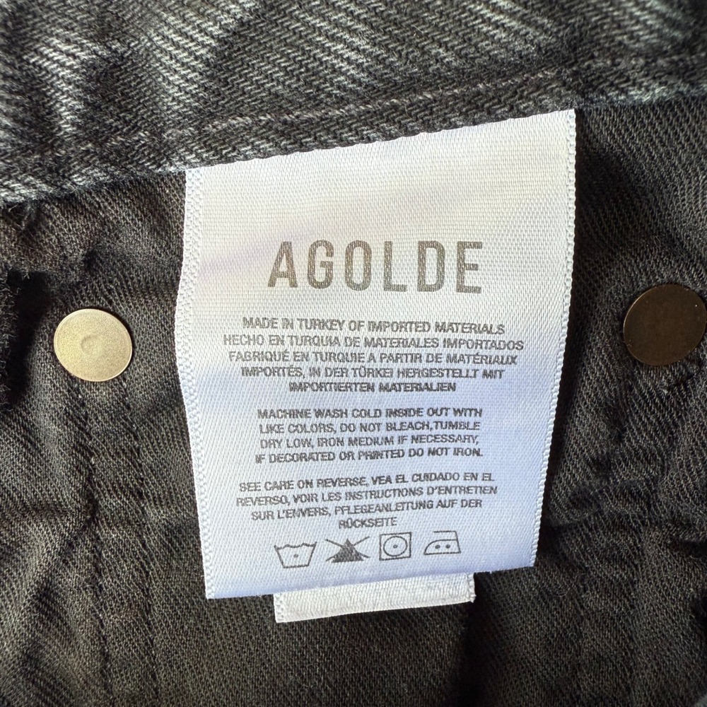 AGOLDE Parker‎ Vintage High Rise Distressed Denim Shorts Size 24 Black - Picture 4 of 5